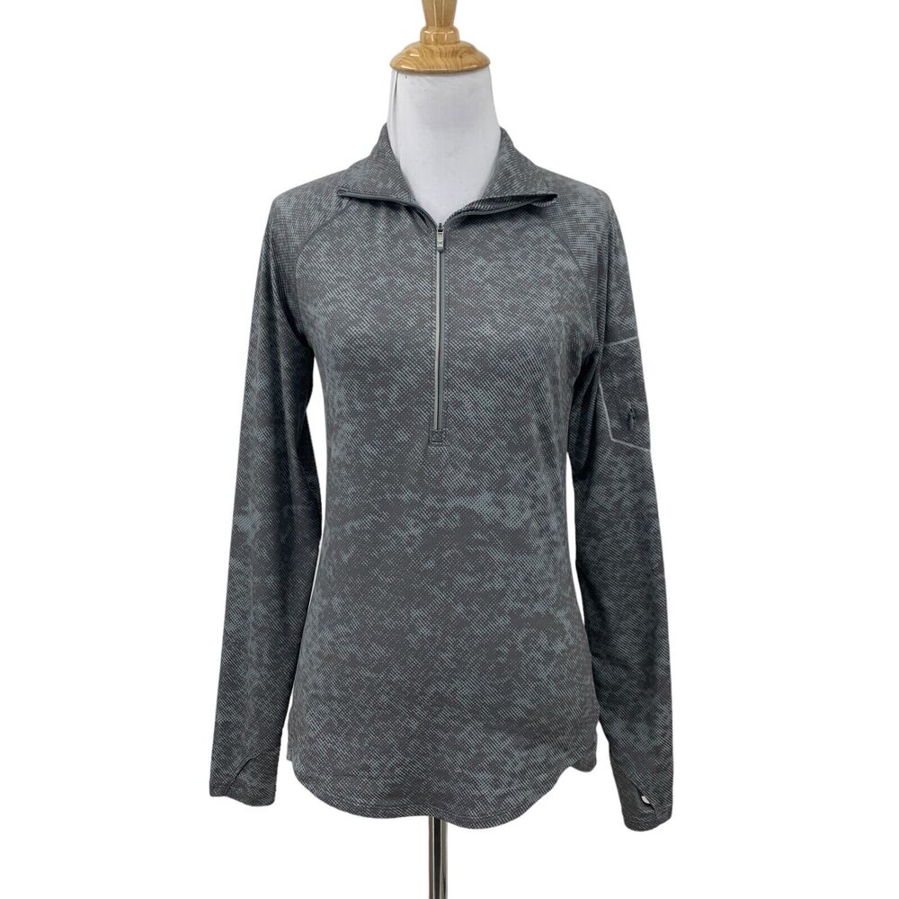 Under Armour Athletic Top Womens Small Gray 1/4 Zip Raglan Long Sleeve Mock Neck